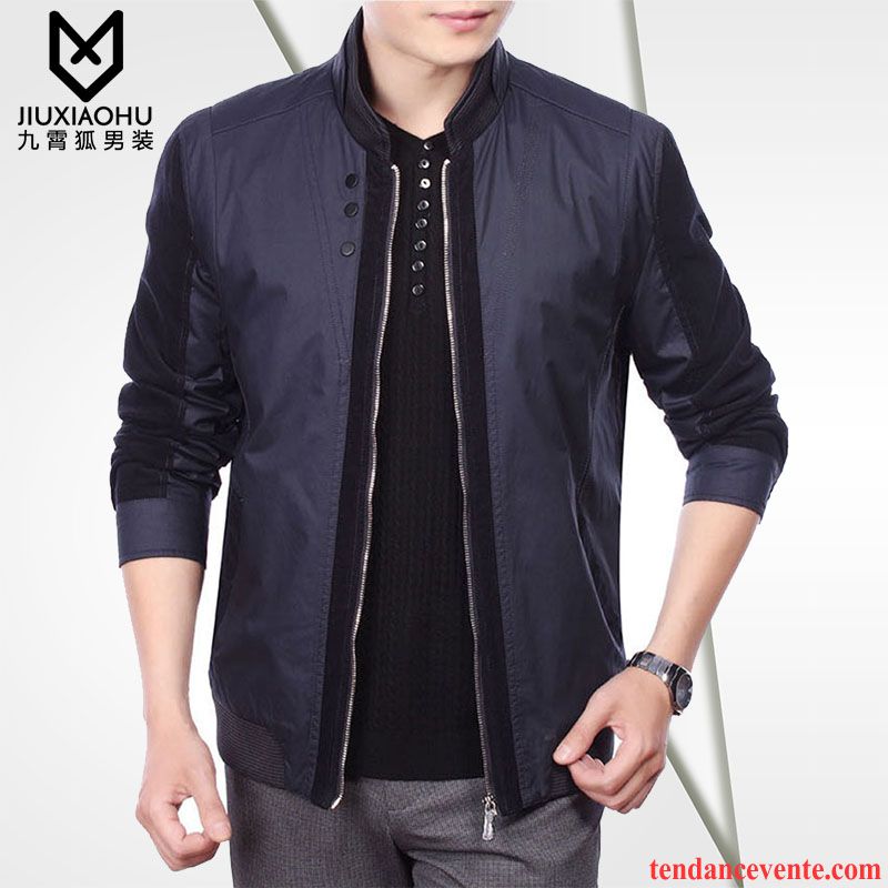 Blouson Imitation Cuir Homme Homme Veste Pardessus L'automne Renforcé Slim Jeunesse Une Veste Printemps Hiver Décontractée Noir