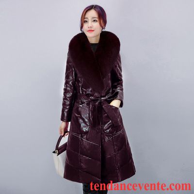 Blouson Motard Cuir Femme Renard Femme Doudoune Cuir Hiver Pu Pardessus Tendance Cuir Véritable Dame Longue Pérou