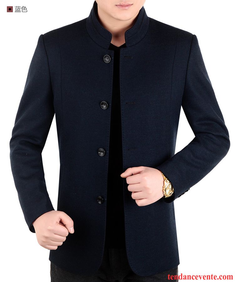 Blouson Veste Cuir Capuche Homme La Laine Épais Veste Hiver Pardessus L'automne