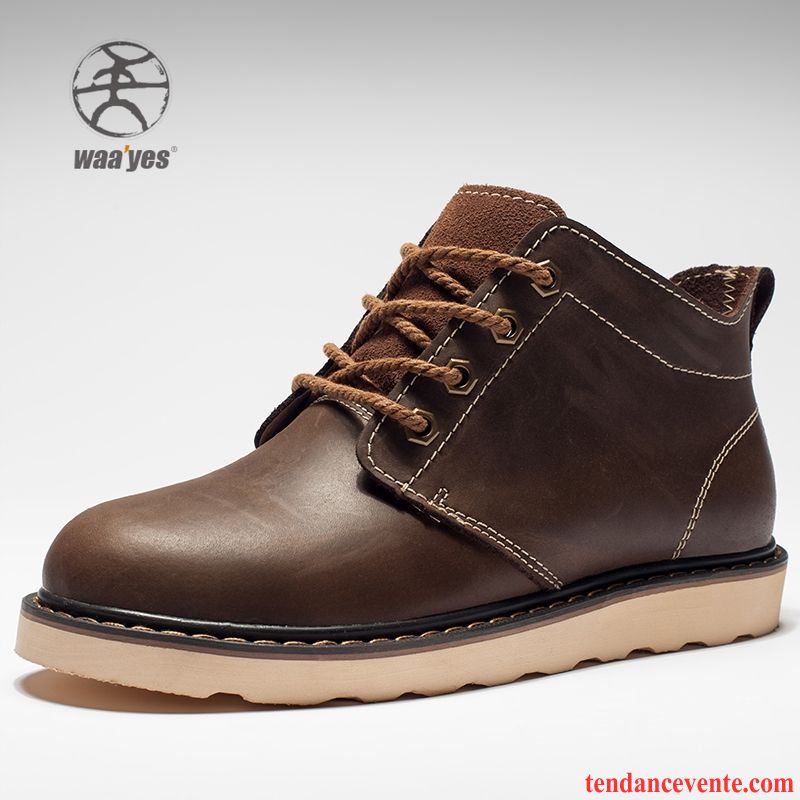 Boots Bottines Homme Rétro Cuir Véritable Angleterre Hautes Homme Bureau