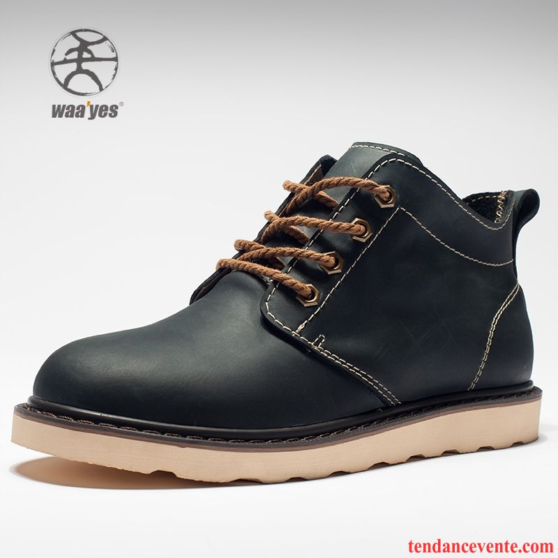 Boots Bottines Homme Rétro Cuir Véritable Angleterre Hautes Homme Bureau