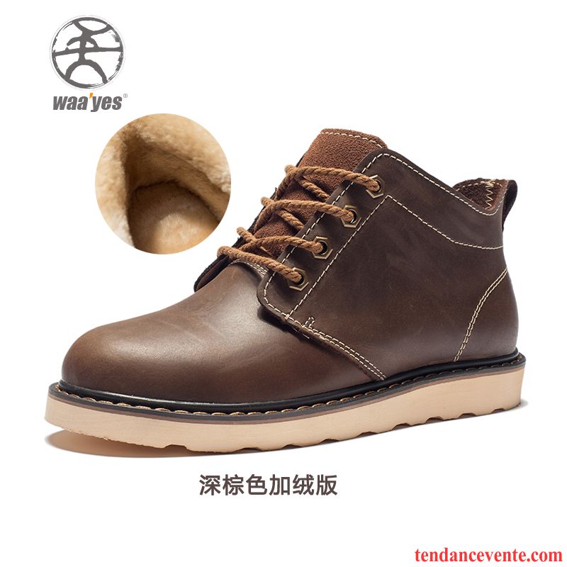 Boots Bottines Homme Rétro Cuir Véritable Angleterre Hautes Homme Bureau