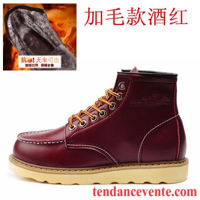 Boots Cuir Noir Homme Bureau Cuir Hautes Homme Plus De Velours Cuir Véritable Offre Spéciale Marron Pas Cher