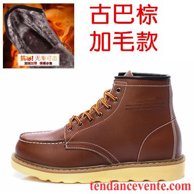 Boots Cuir Noir Homme Bureau Cuir Hautes Homme Plus De Velours Cuir Véritable Offre Spéciale Marron Pas Cher