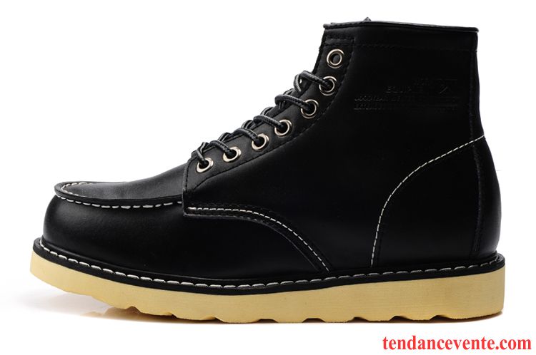 Boots Cuir Noir Homme Bureau Cuir Hautes Homme Plus De Velours Cuir Véritable Offre Spéciale Marron Pas Cher