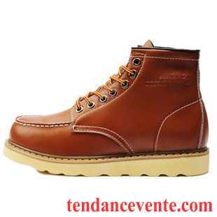 Boots Cuir Noir Homme Bureau Cuir Hautes Homme Plus De Velours Cuir Véritable Offre Spéciale Marron Pas Cher