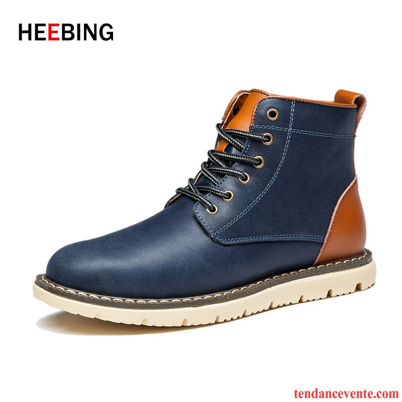 Boots En Cuir Homme Cuir Véritable Plus De Velours Matelassé Chauds Hiver Homme Hautes Angleterre