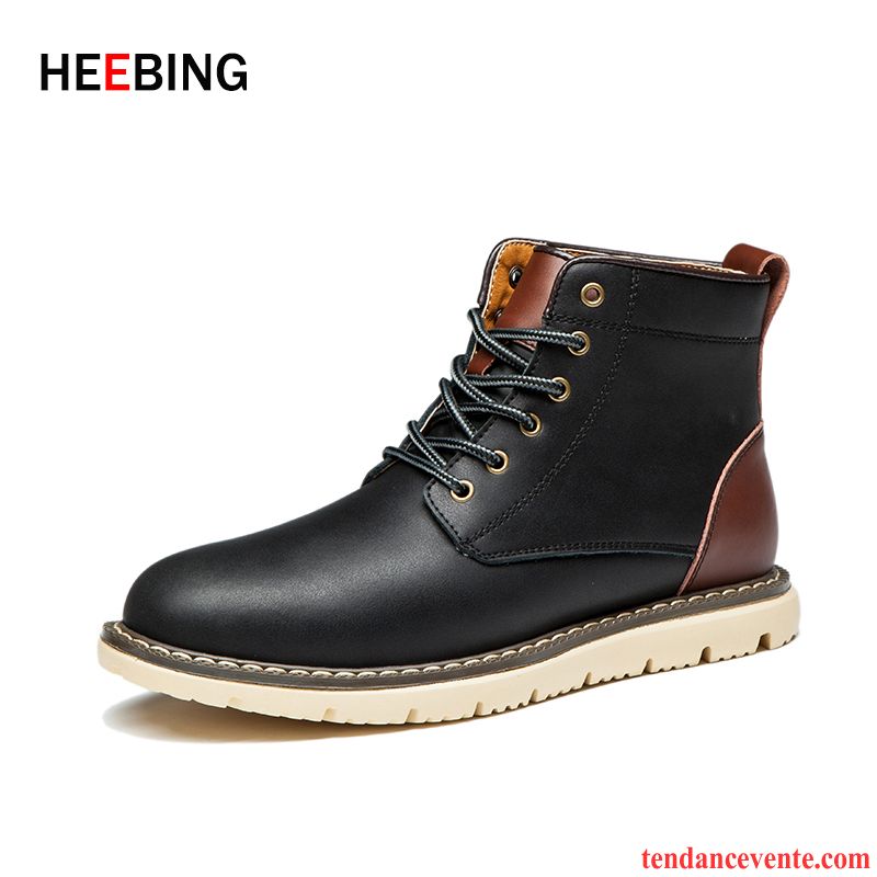 Boots En Cuir Homme Cuir Véritable Plus De Velours Matelassé Chauds Hiver Homme Hautes Angleterre