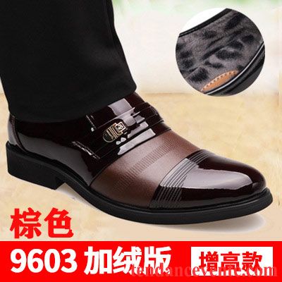 Boots Homme Cuir Rouge Tendance Cuir Véritable Printemps Homme Bout Rond Angleterre Noir Augmenté Entreprise Décontractée