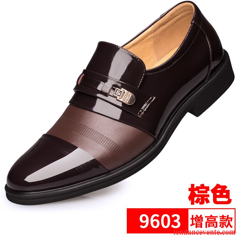 Boots Homme Cuir Rouge Tendance Cuir Véritable Printemps Homme Bout Rond Angleterre Noir Augmenté Entreprise Décontractée