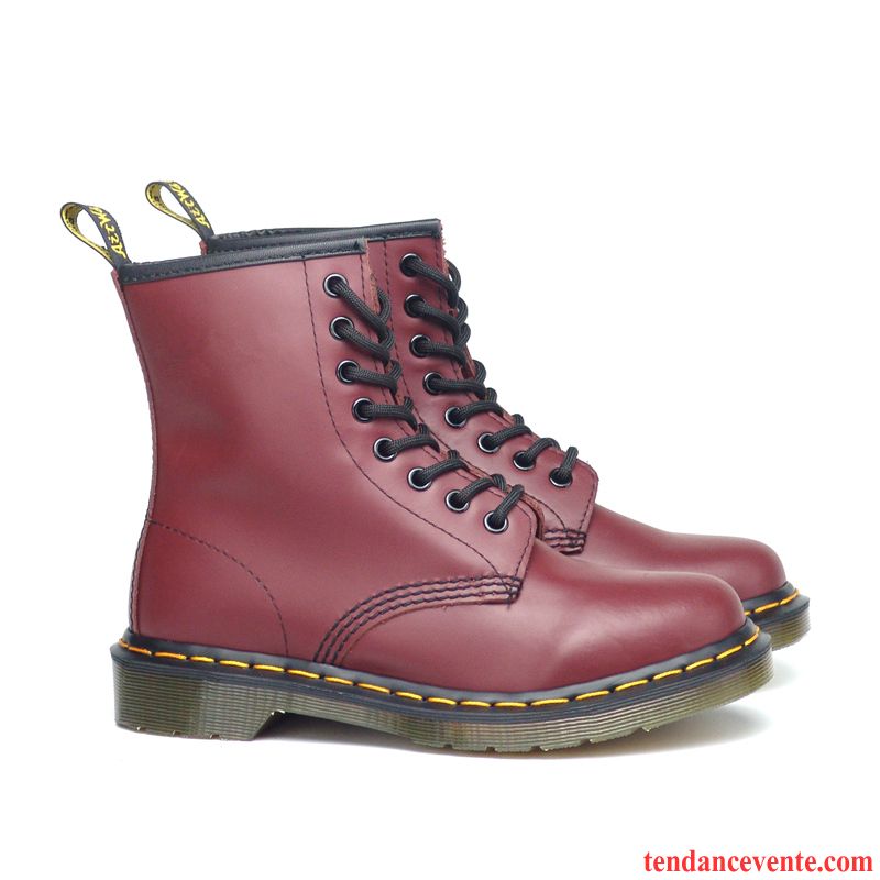 Boots Homme Daim Tendance Cuir Véritable Rouge Homme Fantaisie Angleterre Tous Les Assortis Hautes Chaussures De Travail Rétro Pensée