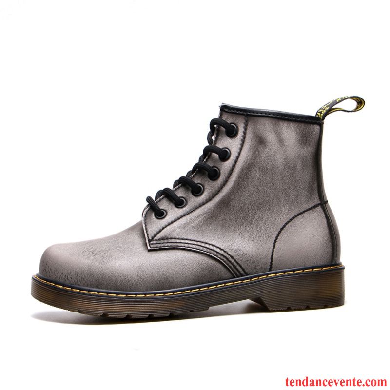 Boots Homme Fourrées Augmenté Angleterre Femme Homme Bureau En Cuir Hautes Cuir Véritable Écarlate