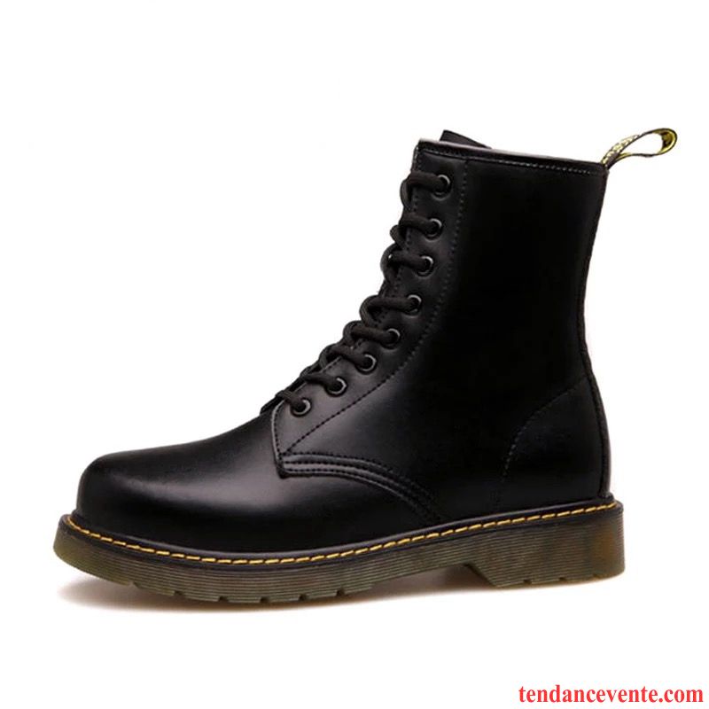 Boots Homme Fourrées Augmenté Angleterre Femme Homme Bureau En Cuir Hautes Cuir Véritable Écarlate