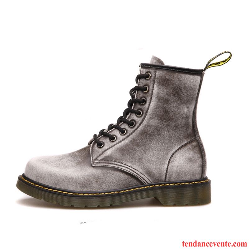 Boots Homme Fourrées Augmenté Angleterre Femme Homme Bureau En Cuir Hautes Cuir Véritable Écarlate