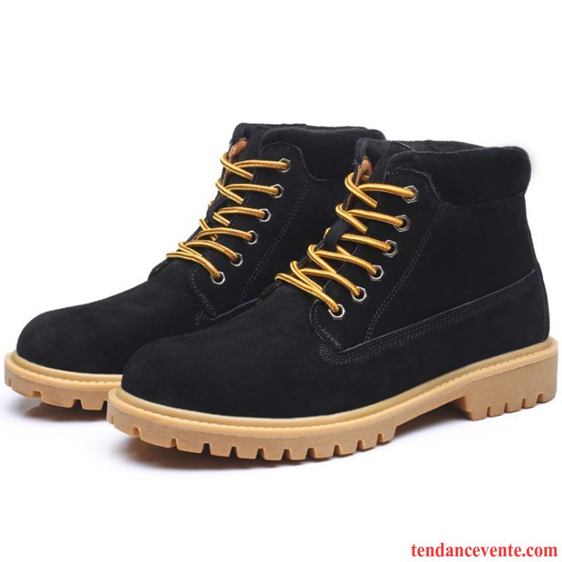 Boots Pour Homme Cuir Hautes Tendance Tous Les Assortis Gros L'automne Homme Jaune Bureau Noir Angleterre Décontractée Fantaisie Pas Cher