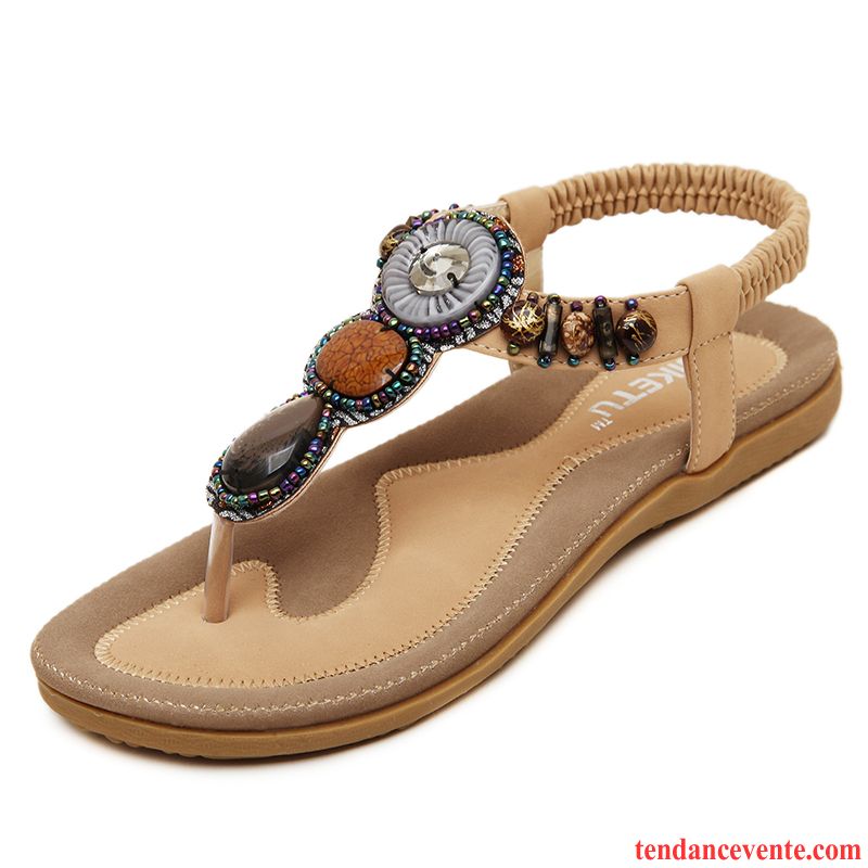 Botte Sandales Femme Pas Cher Confortable Semelle Doux Plage Antidérapant Taillissime Femme Été Plates Flats Saphir Vente