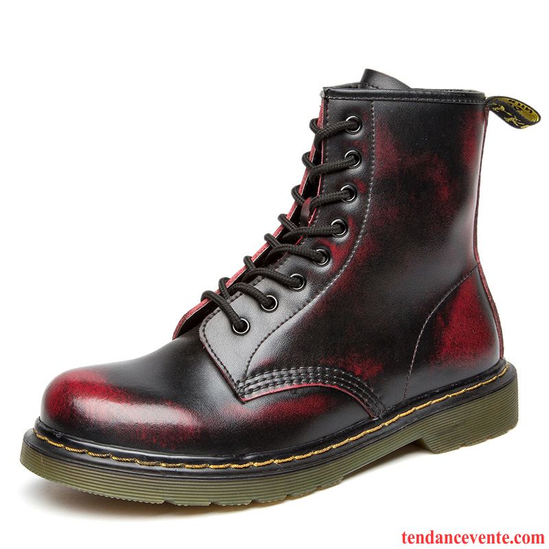 Bottes Bleu Homme Tendance Bureau Homme Hautes Rétro Tous Les Assortis L'automne Angleterre Violet