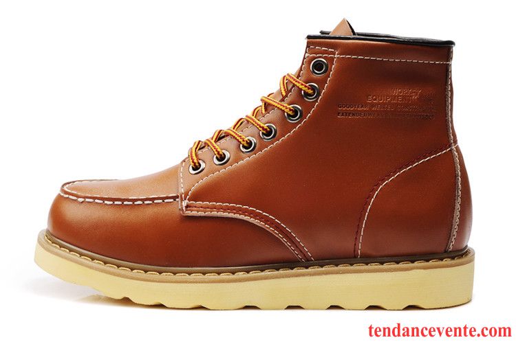 Bottes Caoutchouc Homme Homme Tous Les Assortis Chaussures De Travail Angleterre Printemps Cuir Véritable Tendance Derbies Hautes Jaune