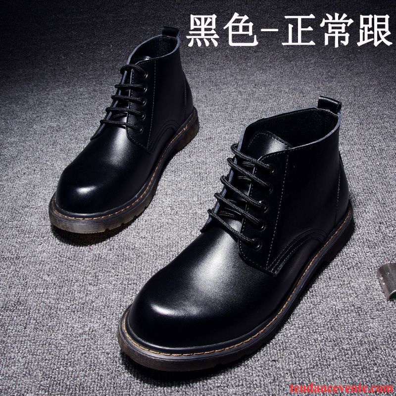 Bottes Cuir Homme Bureau Cuir Véritable Hautes Rétro Angleterre Plus De Velours L'automne Gros Hiver Tendance Homme