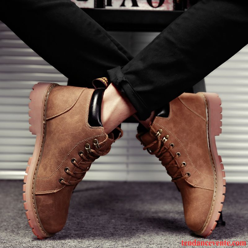 Bottes Cuir Homme Marron Hiver Homme Derbies Noir Tendance Étudiant Angleterre