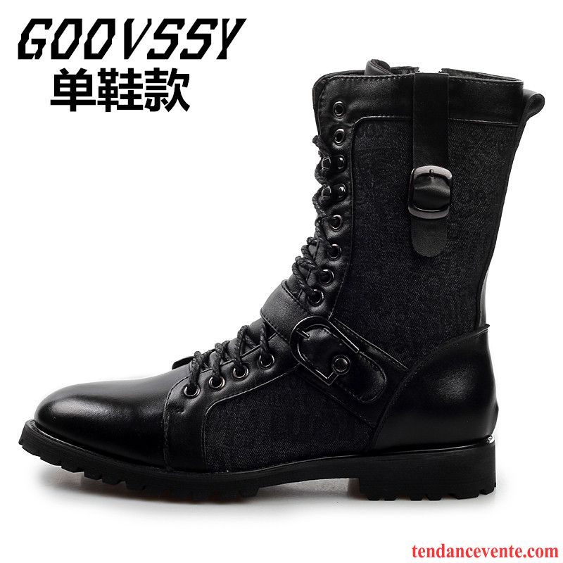 Bottes D Hiver Homme Plus De Velours Matelassé En Cuir Hiver Tendance Homme Pointe Pointue Hautes