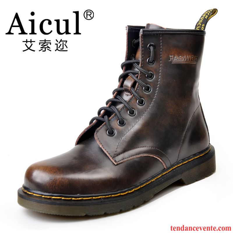 Bottes D Hiver Pour Hommes Homme Cuir Véritable Printemps Taillissime Angleterre Bureau L'automne Hautes Fantaisie