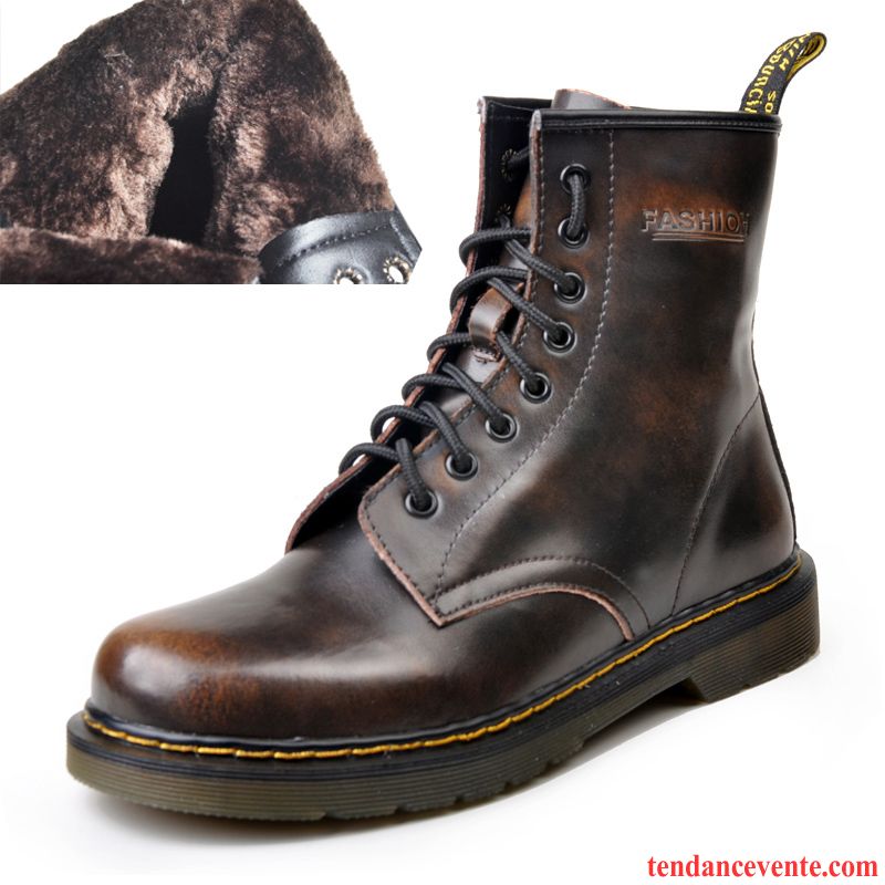 Bottes D Hiver Pour Hommes Homme Cuir Véritable Printemps Taillissime Angleterre Bureau L'automne Hautes Fantaisie