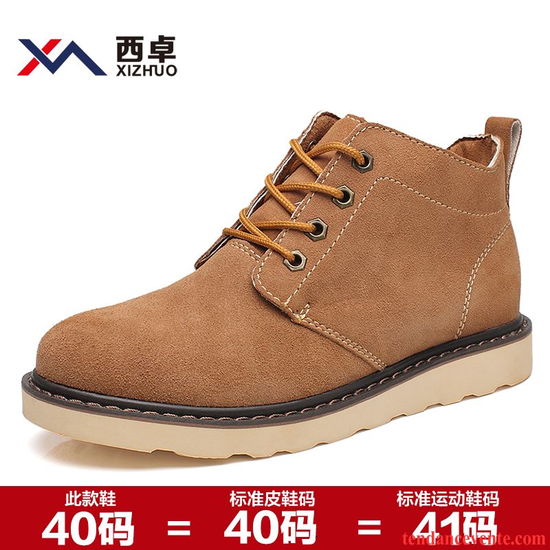 Bottes De Homme Pour Homme Rétro Décontractée Cuir Véritable Bureau Tendance Bout Rond Hautes Homme Angleterre Chameau