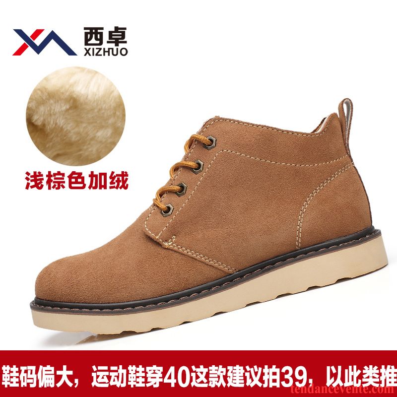 Bottes De Homme Pour Homme Rétro Décontractée Cuir Véritable Bureau Tendance Bout Rond Hautes Homme Angleterre Chameau