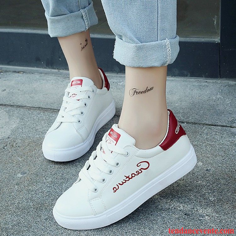 Bottes De Skate Pas Cher Femme Campus Vent Blanc Tous Les Assortis L'automne Étudiant Laçage Printemps Tendance Décontractée Rouge