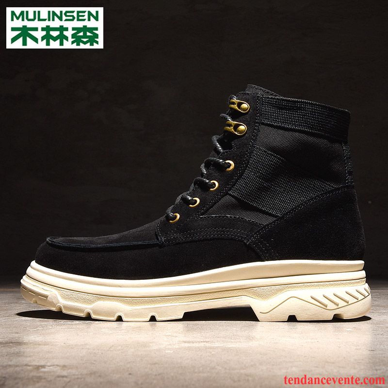 Bottes En Cuir Montante Tous Les Assortis Bureau Tendance Homme L'automne Angleterre Pas Cher