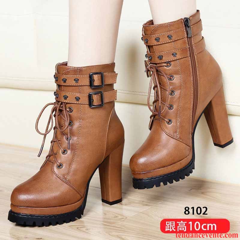 Bottes Femme Plus De Velours Hiver Tous Les Assortis Bottes Courtes Renforcé Bottes Martin Rouge