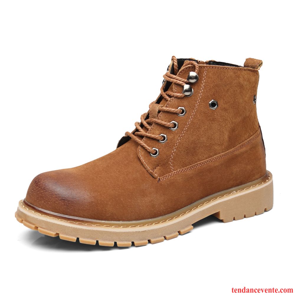 Bottes Fourree Homme L'automne Homme Gris Bureau Derbies Tous Les Assortis Cuir Véritable Tendance Angleterre Hautes