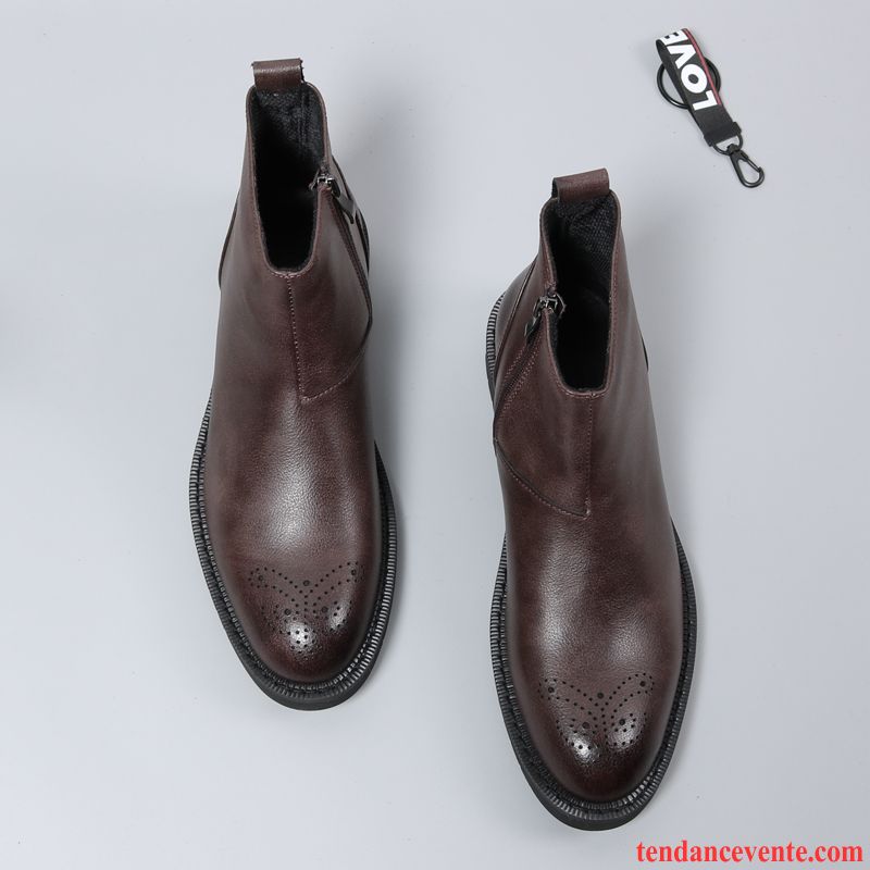 Bottes Homme Angleterre Bottes Martin Tous Les Assortis Décontractée En Cuir Cuir Véritable Marron