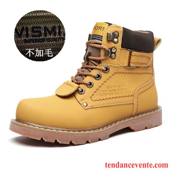 Bottes Homme Angleterre Délavé En Daim Chaussures En Coton Hautes Bottes Courtes Bottes Martin Jaune Or