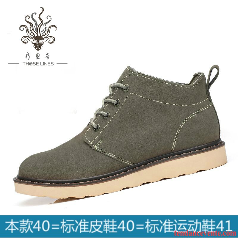 Bottes Homme Blanche Tendance Plus De Velours Délavé En Daim Bureau Cuir Véritable Homme Hautes Angleterre Chocolat