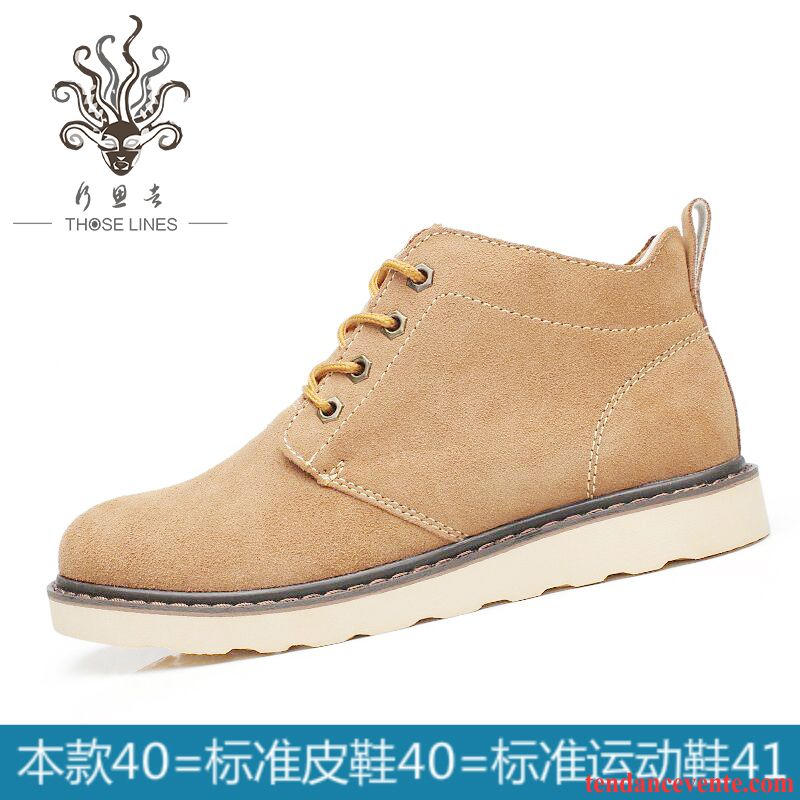 Bottes Homme Blanche Tendance Plus De Velours Délavé En Daim Bureau Cuir Véritable Homme Hautes Angleterre Chocolat