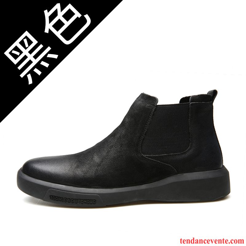 Bottes Homme Bottes Martin Chauds Bottes Courtes L'automne Rétro Cuir Véritable