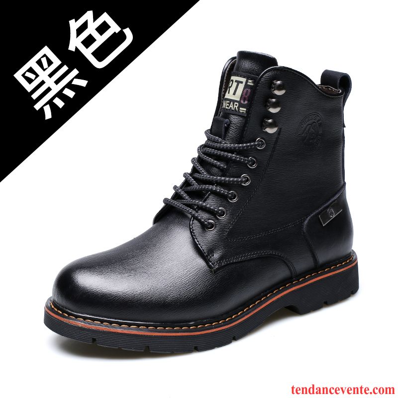 Bottes Homme Bottes Martin Chauds Bottes Courtes L'automne Rétro Cuir Véritable