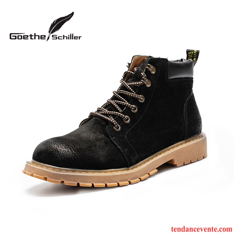 Bottes Homme Bureau Cuir Véritable Angleterre Rétro Hiver Fantaisie Marron