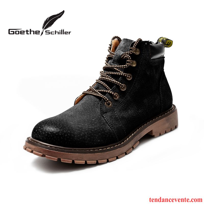 Bottes Homme Bureau Cuir Véritable Angleterre Rétro Hiver Fantaisie Marron