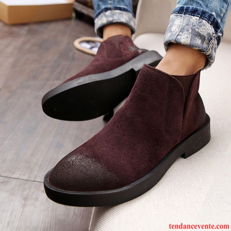 Bottes Homme Chic Angleterre Tendance Homme Printemps Pointe Pointue En Cuir