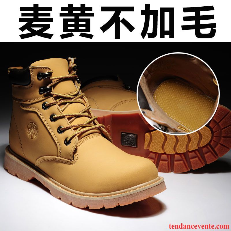 Bottes Homme Cuir Homme Cuir Véritable Taillissime Mode Hautes Angleterre Bureau Jaune