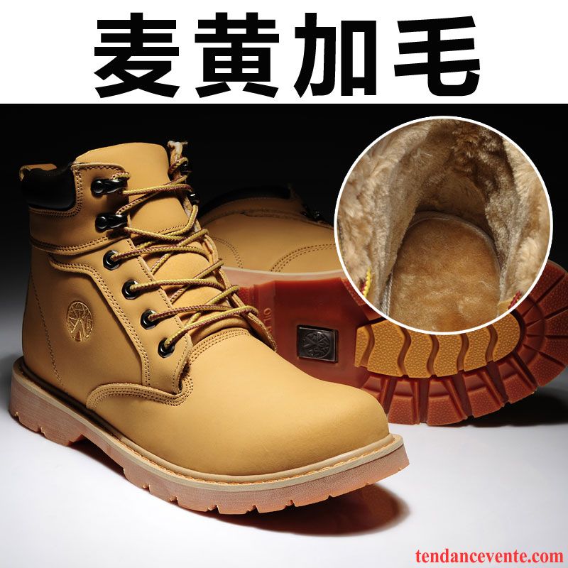 Bottes Homme Cuir Homme Cuir Véritable Taillissime Mode Hautes Angleterre Bureau Jaune