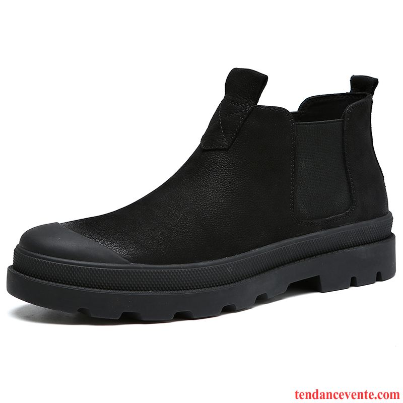 Bottes Homme Hautes Angleterre Chaussures En Coton Tendance Hiver Bottes Martin Noir