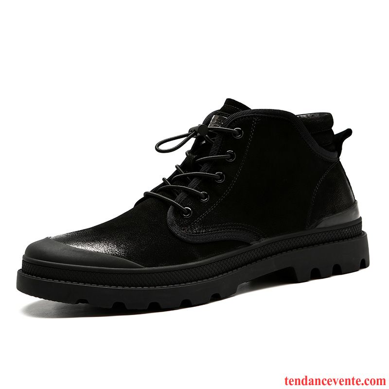 Bottes Homme Hautes Angleterre Chaussures En Coton Tendance Hiver Bottes Martin Noir