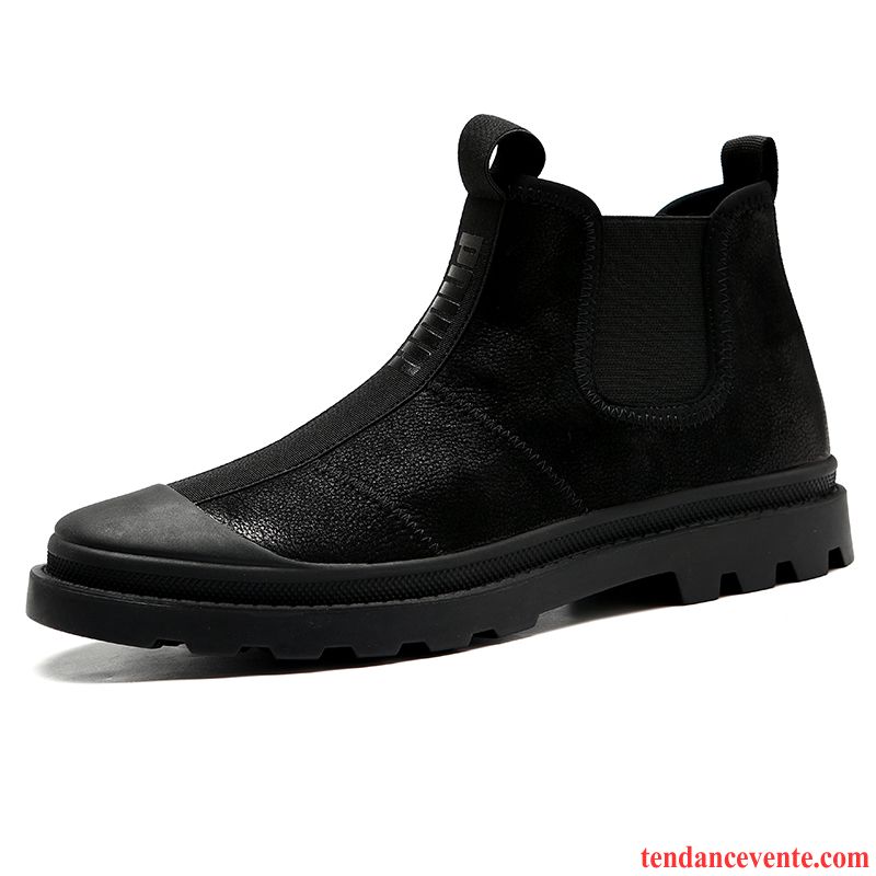 Bottes Homme Hautes Angleterre Chaussures En Coton Tendance Hiver Bottes Martin Noir