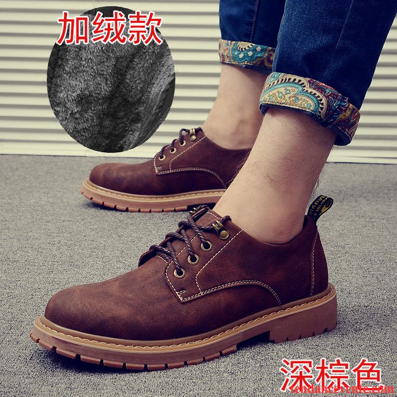 Bottes Homme Mode Gros Rétro Derbies Basse L'automne En Cuir Chaussures De Travail Décontractée Homme Tendance Hiver Angleterre Bleu