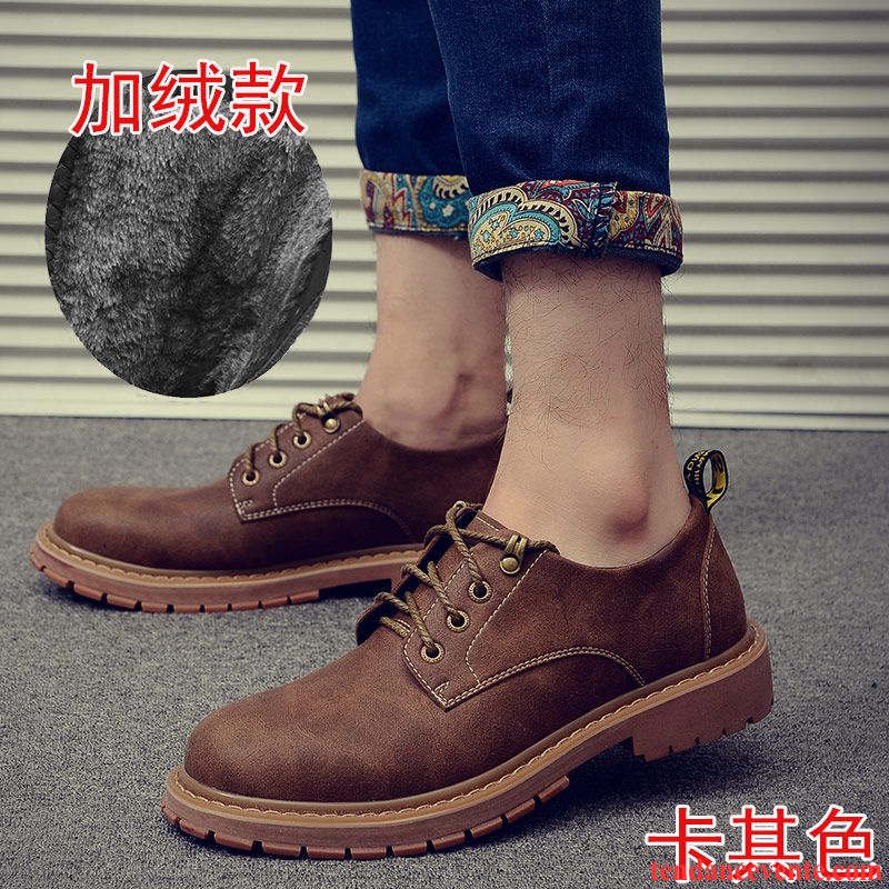 Bottes Homme Mode Gros Rétro Derbies Basse L'automne En Cuir Chaussures De Travail Décontractée Homme Tendance Hiver Angleterre Bleu