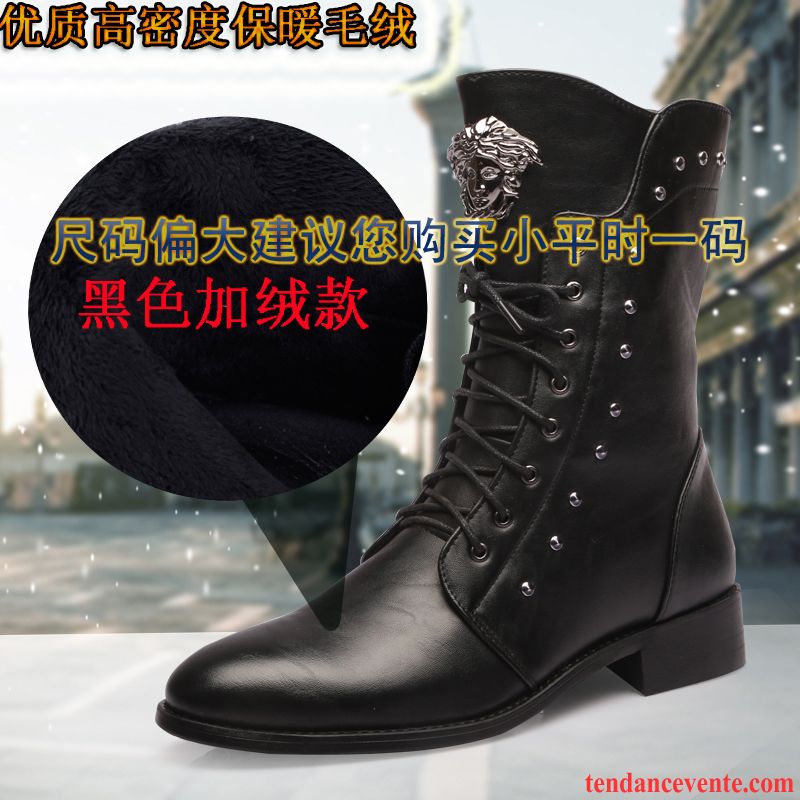 Bottes Homme Noir Tendance L'automne Homme Pointe Pointue Printemps En Cuir Angleterre Augmenté Pas Cher